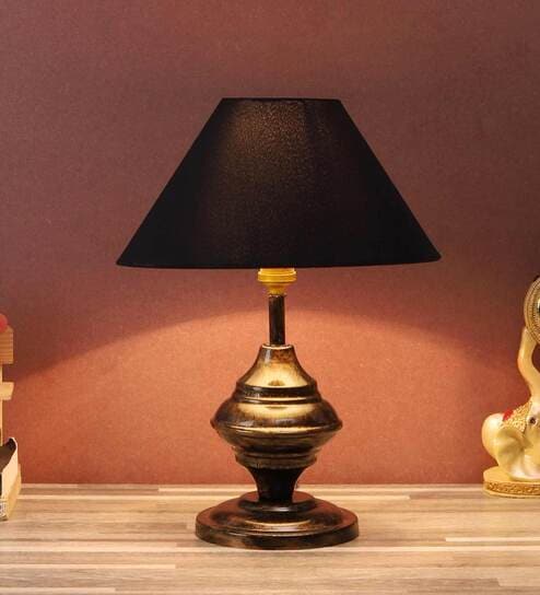 Rust Fabric Shade Table Lamp With Copper Base By Foziq