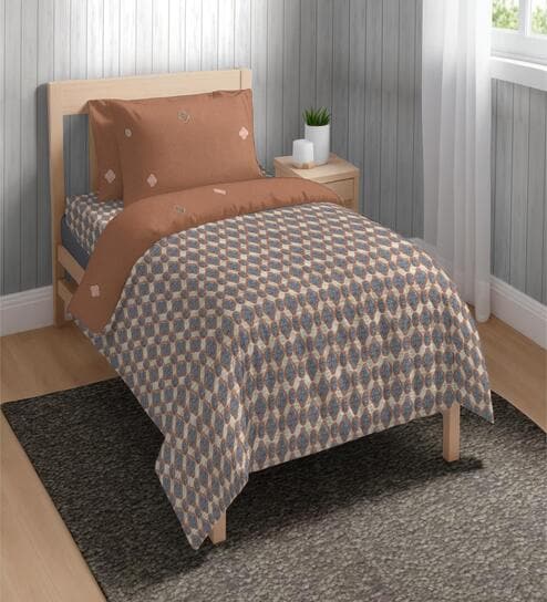 Rust Microfiber Geometric 150 GSM Single Bed Comforter