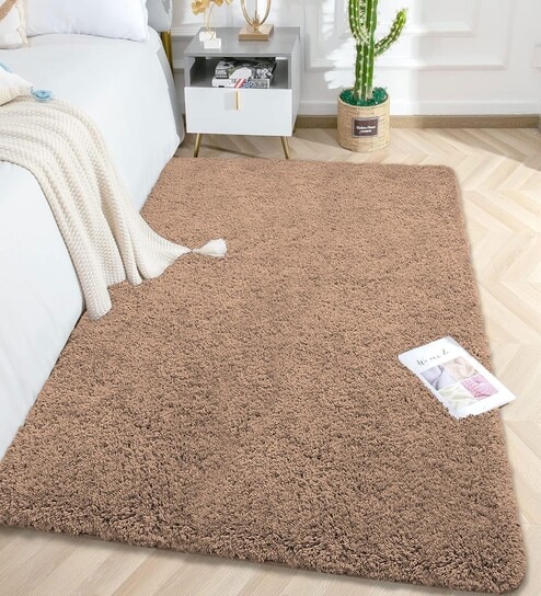 luxe home international Rust Solid Microfiber 4 X 6 Feet Tufted Carpet-picture-39