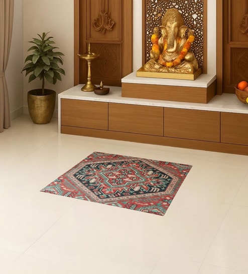 Rust Traditional Polyester 24x24 Inches Skid-Resistant Backing Prayer Mats (Pack of 1)