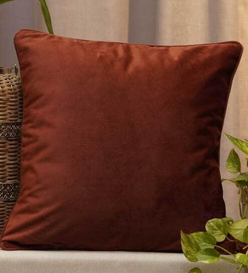 Rust Solid Velvet 20 x 20 Inches Cushion Cover