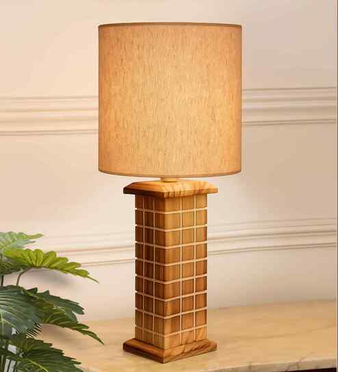 Rustic Beige Table Lamp New York Skyline Fabric Shade, Jute Drum