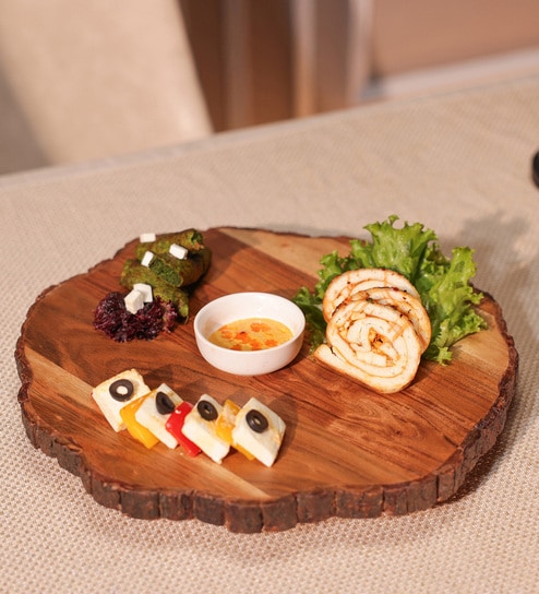 Rustic Charm Acacia Wood Lazy Susan