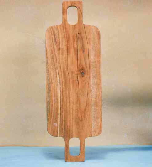 Rustic Charm Grovez Acacia Wood Chopping Board with Double Handle