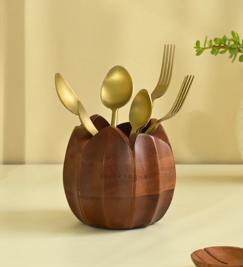 Rustic Charm Lotus Cutlery Holder