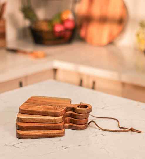 (Pack of 4) Rustic Charm River Loop Serving Board