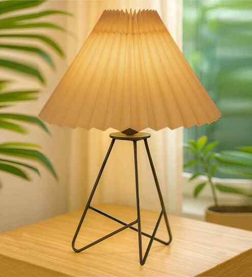 Brown Rustic Farmhouse Table Lamp Fabric Shade