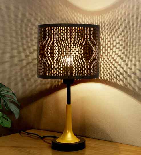 Brown Rustic Farmhouse Table Lamp Fabric Shade