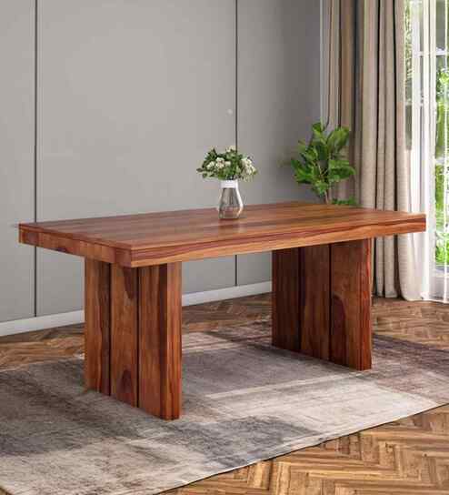 Rusty Solid Wood Dining Table in Walnut Finish
