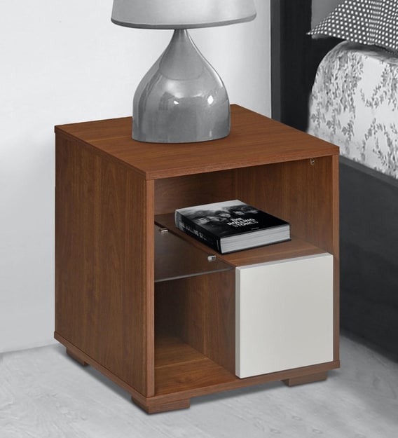 Buy Rubix Bedside Table In Walnut Finish By Home Online Modern Night Stands Tables Furniture Pepperfry Product