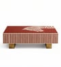 Rudra Crimson Bone Inlay Coffee Table In Red Colour With Artistic Motif Rudra Crimson Bone Inlay Coffee Table In Red Colour With Artistic Motif