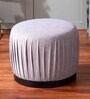 Ruffled Fabric Pouffe In Beige Colour (Set Of 2)