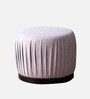 Ruffled Fabric Pouffe In Beige Colour (Set Of 2)