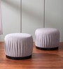 Ruffled Fabric Pouffe In Beige Colour (Set Of 2)