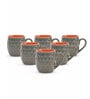 Runell 280ml Grey & Orange Stoneware (Set of 6) Coffee Mug