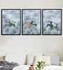 Deer Multicolour Canvas Framed People and Places Art Panels Set of 3