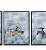 Deer Multicolour Canvas Framed People and Places Art Panels Set of 3