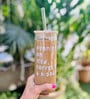 Running on Iced Coffee Tumbler with lid & straw