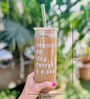 Running on Iced Coffee Tumbler with lid & straw