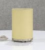 Ruskin White Base Metal Bedside Night Lamp with Light Golden Cotton Shade