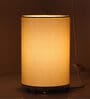 Ruskin White Base Metal Bedside Night Lamp with Light Golden Cotton Shade