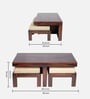 Russell Sheesham Wood Nesting Coffee Table Set in Walnut Finish with 2 stools