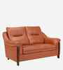 Russet Leatherette 2 Seater Sofa In Brown Color