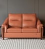 Russet Leatherette 2 Seater Sofa In Brown Color