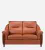 Russet Leatherette 2 Seater Sofa In Brown Color