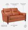 Russet Leatherette 2 Seater Sofa In Brown Color