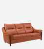 Russet Leatherette 3 Seater Sofa In Brown Color