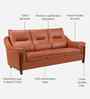 Russet Leatherette 3 Seater Sofa In Brown Color