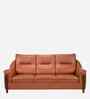 Russet Leatherette 3 Seater Sofa In Brown Color