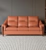 Russet Leatherette 3 Seater Sofa In Brown Color