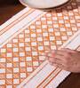 Rust & Ivory Luxury Woven Table Runner with Decorative Tassels