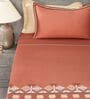 Rust Clay 300TC 100% Cotton Solids Flat Embroidered Super King Bedsheet With 2 Pillow Covers