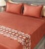Rust Clay 300TC 100% Cotton Solids Flat Embroidered Super King Bedsheet With 2 Pillow Covers