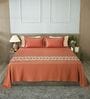 Rust Clay 300TC 100% Cotton Solids Flat Embroidered Super King Bedsheet With 2 Pillow Covers