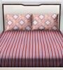 Rust Striped 180 TC Cotton Queen Sized Bed Sheets with 2 Pillow Covers