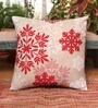 Rust Floral Cotton Blend 16 x 16 Inches Cushion Cover