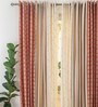 Rust Floral Cotton 7.5 Ft Semisheer Eyelet Door Curtain