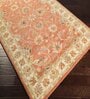 Rust Floral Wool 5 ft x 7 ft Hand tufted Carpet