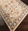 White Floral Wool 5 ft x 7 ft Hand tufted Carpet