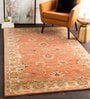 Rust Floral Wool 5 ft x 7 ft Hand tufted Carpet