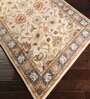 White Floral Wool 8 ft x 10 ft Hand tufted Carpet