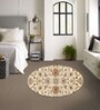 White Floral Wool Round Carpets Hand tufted Carpet