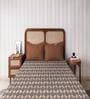 Rust Geometric 160 TC Microfiber Queen Sized Double Bedsheet with 2 Pillow Covers Modern Mosaic Collection