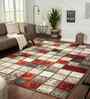 Rust Geometric Polypropylene 5x8 Feet Machine Made Carpet