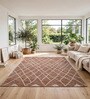 Rust Geometric Wool And Cotton 7 X 5 Feet Hand Tufted Carpet