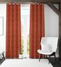 Rust Polyester Abstract 9ft Semisheer Eyelet 2 Pc Door Curtains